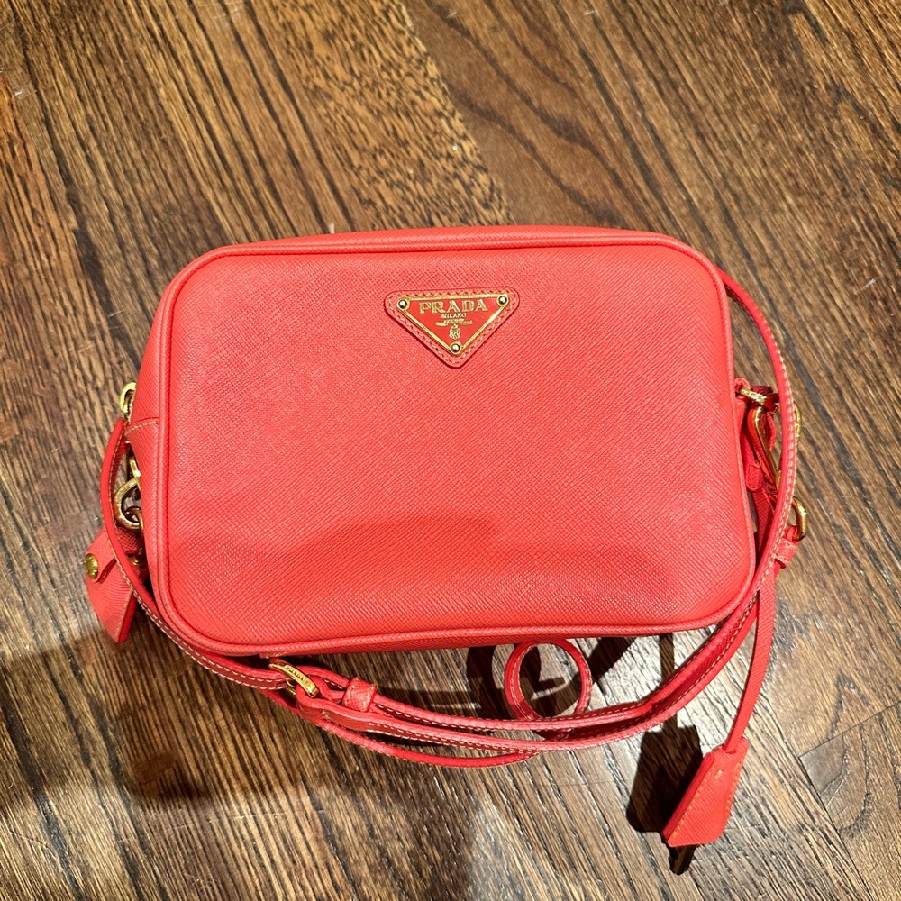 Prada Salmon Red Crossbody Camera Bag
